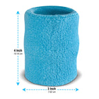 Suddora 4 Inch Arm Sweatbands - Thick Cotton Armbands For Gymnastics, Basketball, Tennis, Football (Neon Blue)