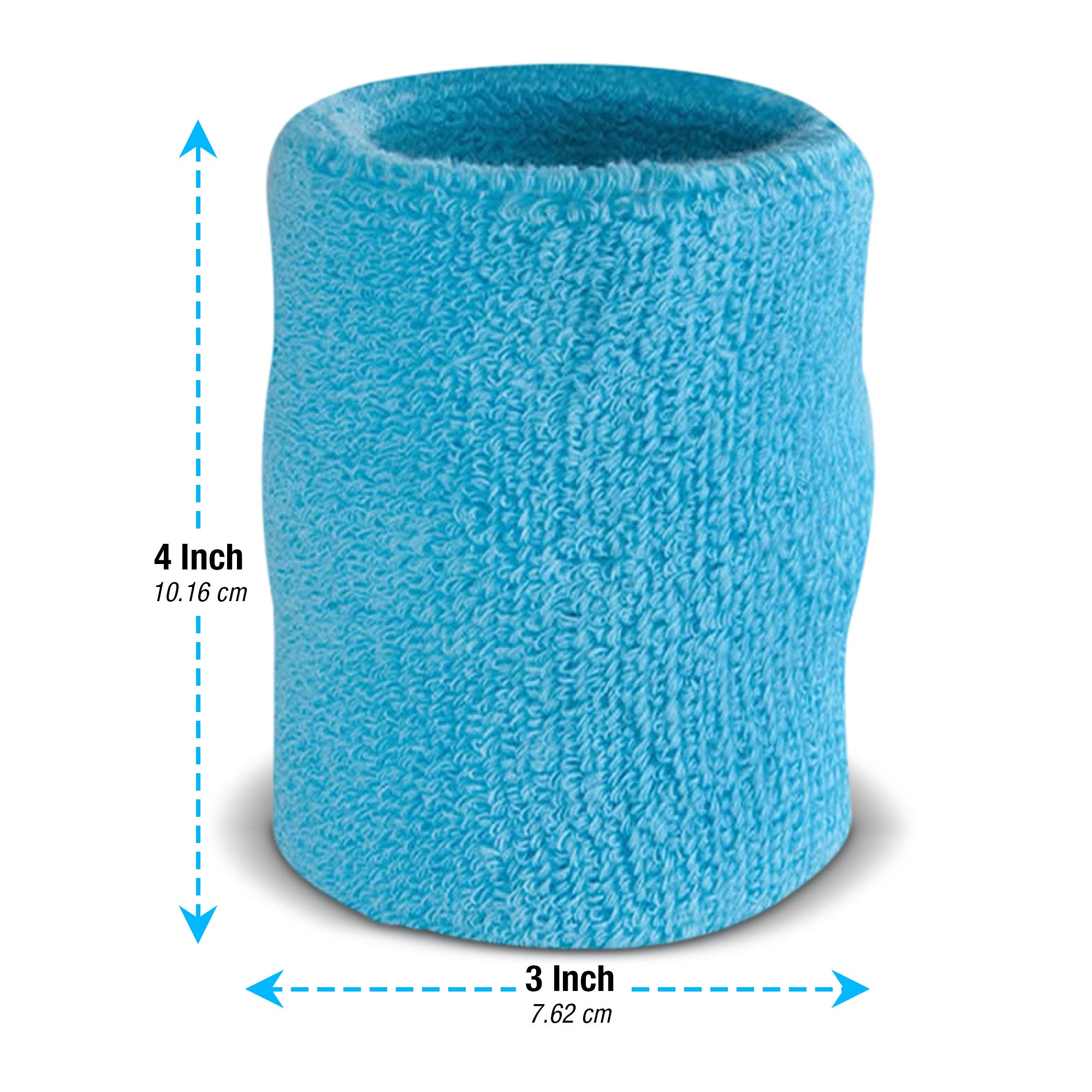 Suddora 4 Inch Arm Sweatbands - Thick Cotton Armbands For Gymnastics, Basketball, Tennis, Football (Neon Blue)