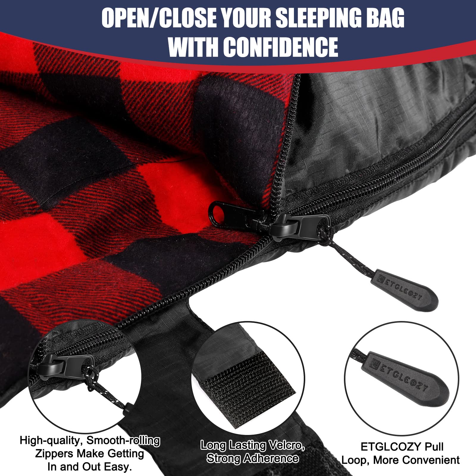 Double/Single Sleeping Bag For Adults Camping, Extra Wide 2 Person Waterproof Cotton Flannel Sleeping Bag For 3-Season Warm & Co