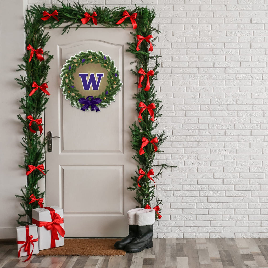 Rico Industries Ncaa Washington Huskies Wreath Shape Cut Pennant - Home And Living Room D  Cor - Soft Felt Ez To Hang