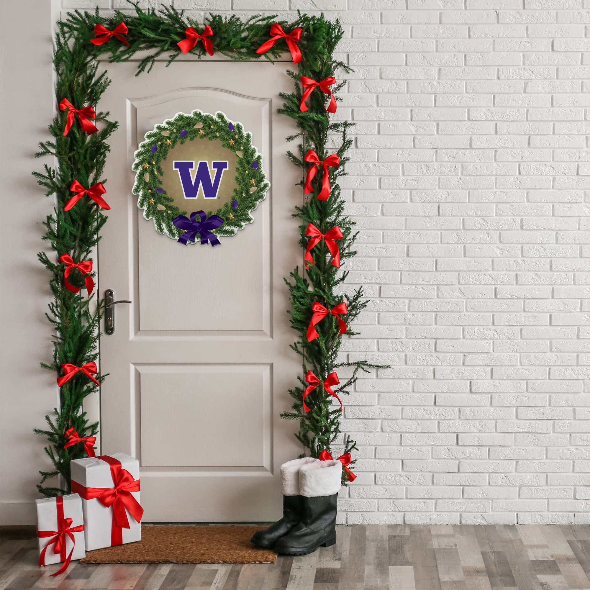 Rico Industries Ncaa Washington Huskies Wreath Shape Cut Pennant - Home And Living Room D  Cor - Soft Felt Ez To Hang