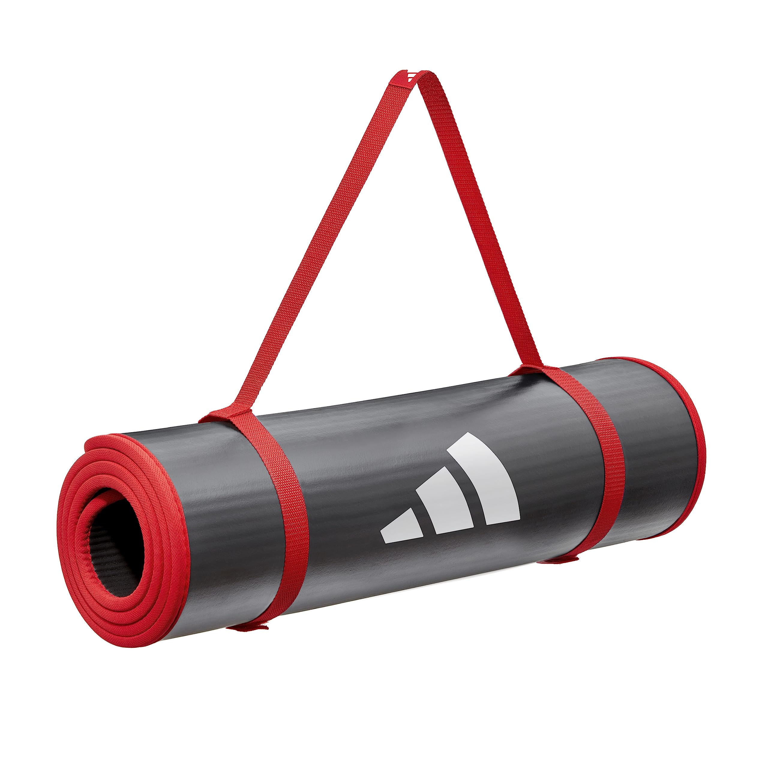 Adidas 10mm Extra Thick Training Mat with Carrying Strap and Non-Slip Textured Base - Cushioned Workout Mat for Home Gym, Floor