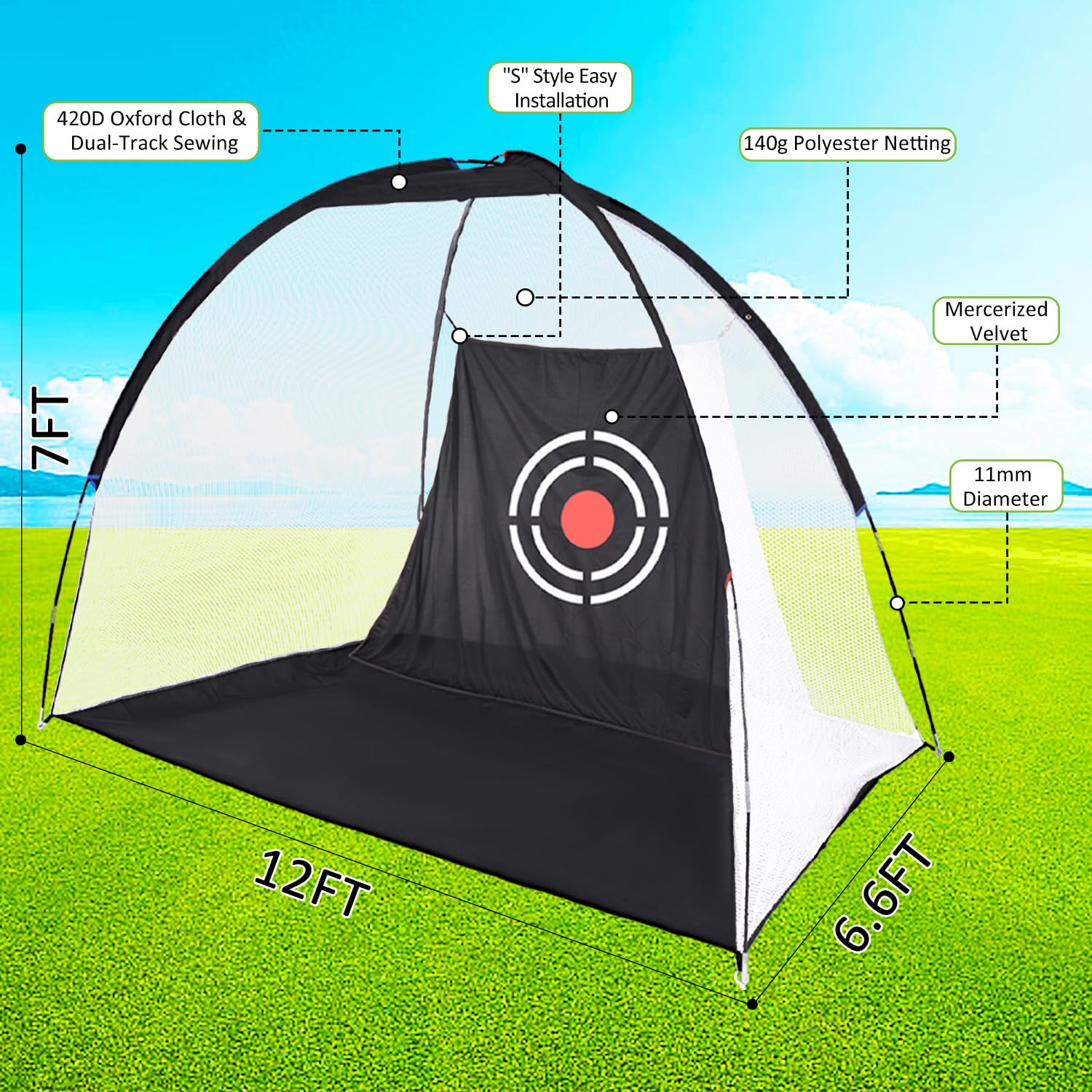Golf Practice Net Golf Net For Backyard Golf Nets For Indoor Use Driving Range Net Golf Hitting Nets 12X7X66Ft Home Driving Rang