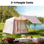 Inflatable Tents With Canopy, Blow Up Tent For Camping 2-4 People, Waterproof Glamping Camping Tents For Outdoors, Air Blow Up T