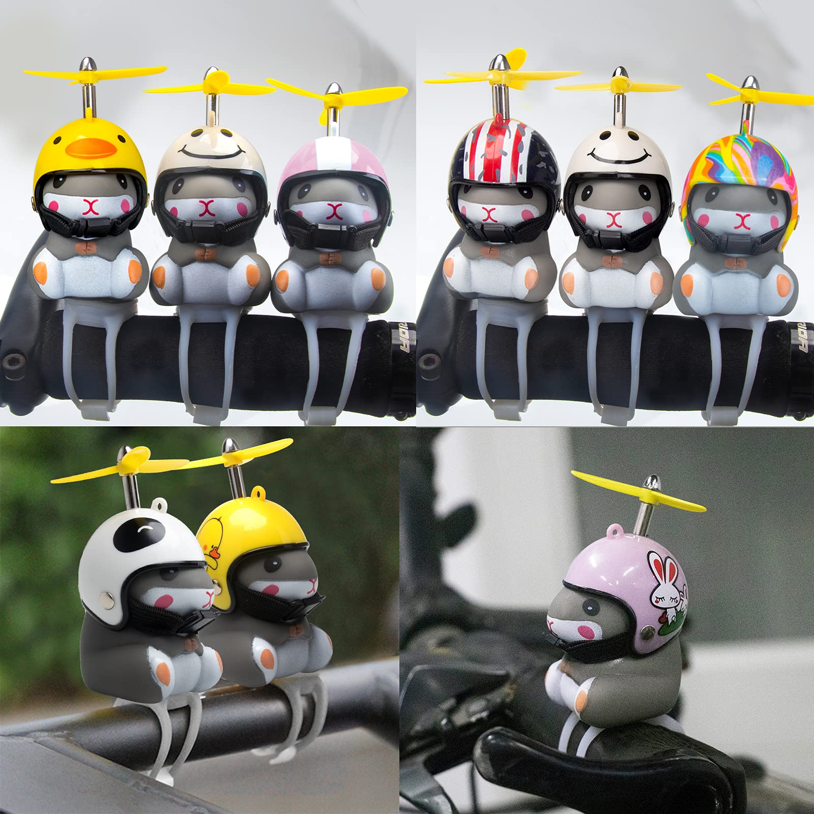Wonuu Duck Bike Bell With Light And Helmet Cute Hamster Bicycle Horn, Dashboard Decoration Hamster Toy Motorcycle Bike Bells Rub