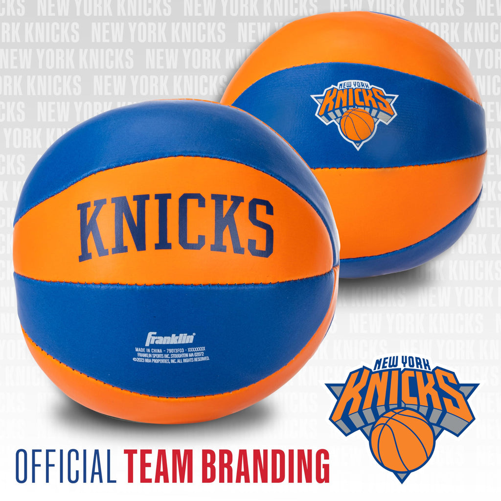 Franklin Sports Nba New York Knicks Toy Basketballs - 2 Pack Of Kids Soft Mini Basketballs For Over The Door + Indoor Hoops - Nb