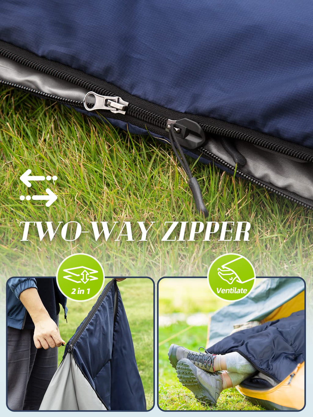 Bessport Lightweight Sleeping Bag, Ultralight Backpacking Sleeping Bag, 3 Season Waterproof For Adults Kids, Outdoor, Hiking, Ca