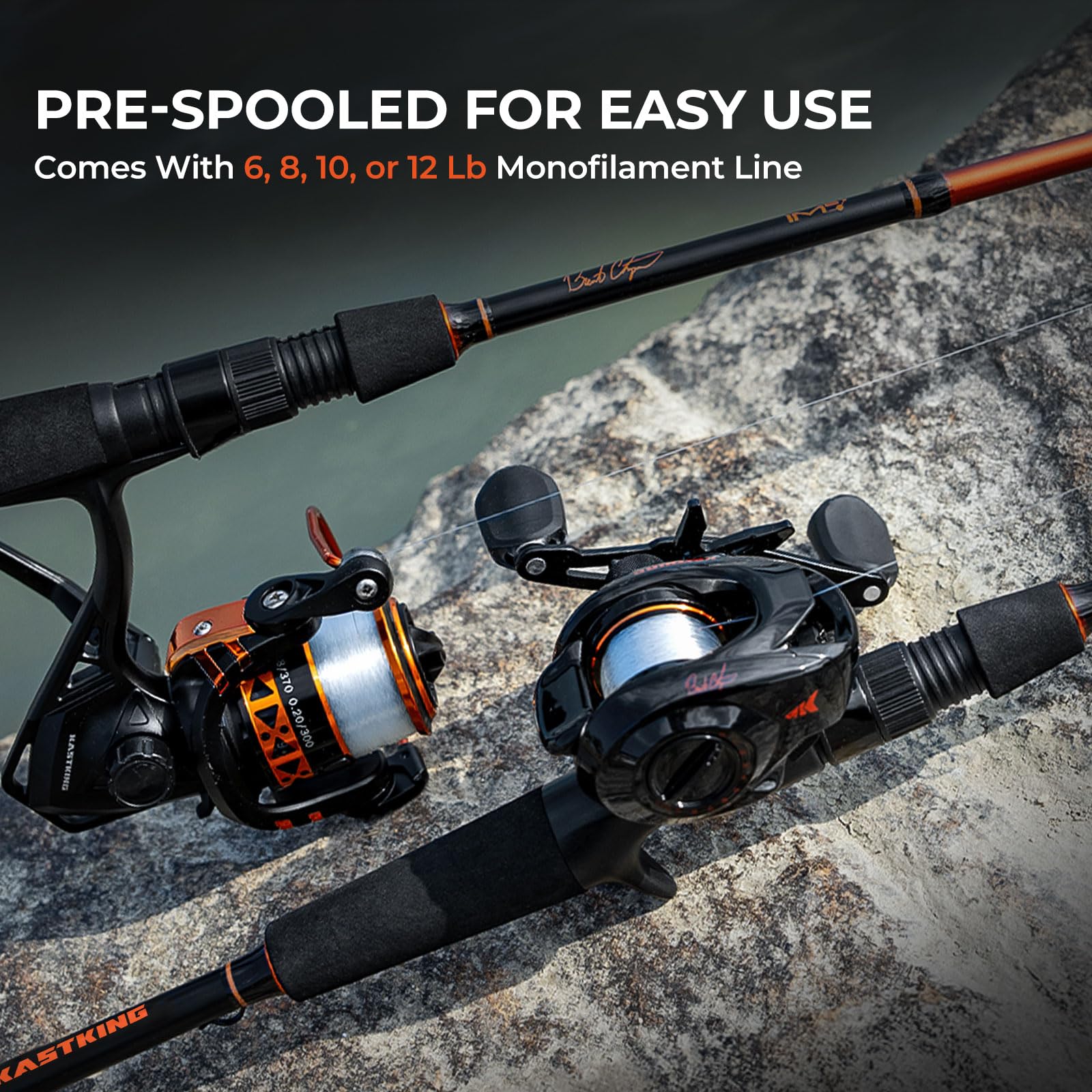 Kastking Brent Chapman Spinning Reel And Rod Combo, Tailored Tackle Kits, Pre-Spooled Design, Im6 Graphite 2Pc Blanks, 5.2:1 Gea