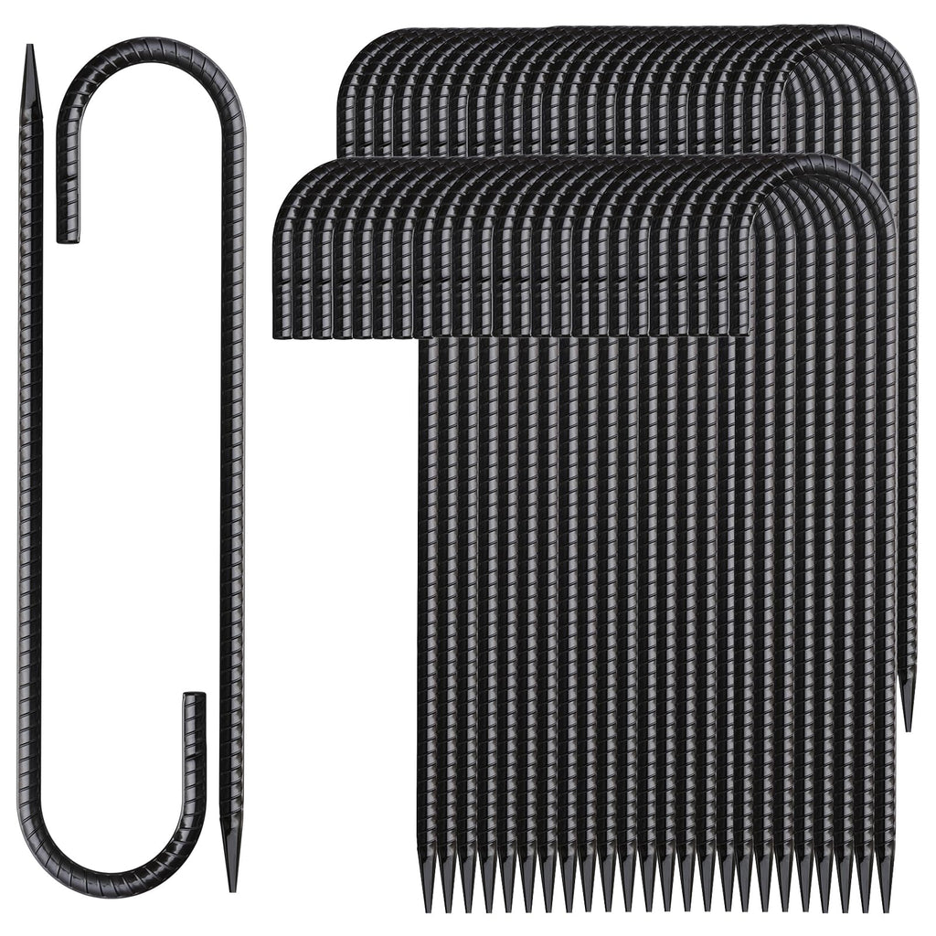Mswy 12 Inch Rebar Stakes 50 Pack J Hook Ground Stakes Heavy Duty Chain Link Fence Stakes Galvanized Anchors Metal Tent Stakes F