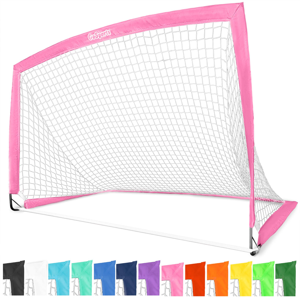 GoSports Team Tone 6 ft x 4 ft Portable Soccer Goal for Kids - Pop Up Net for Backyard - Pink