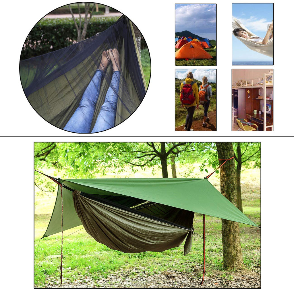 Portable Single Double Nylon High Strength Parachute Hammock Rainfly Set, Camping Hammock With Rain Fly Tarp And Mosquito Net Te