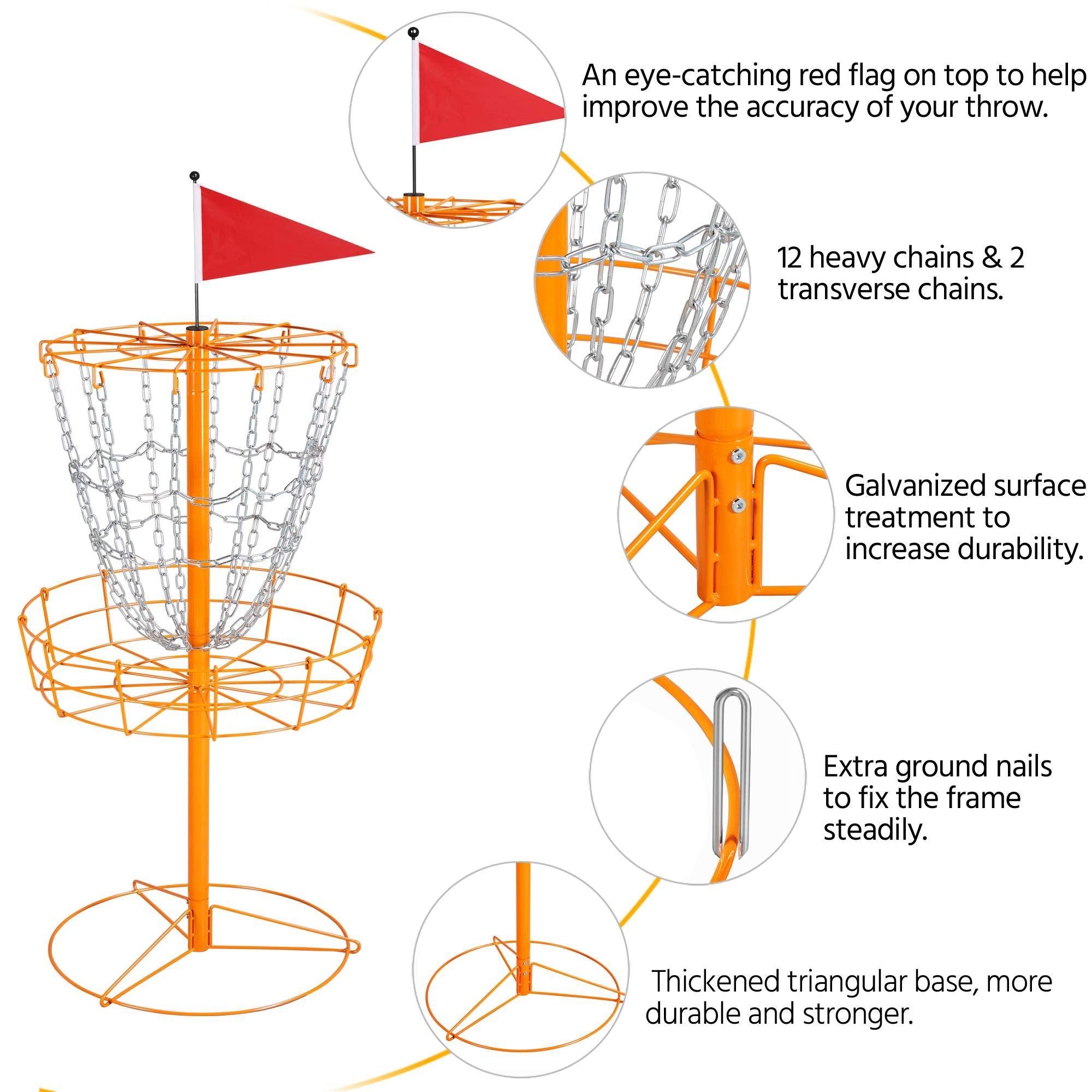 Yaheetech 12 Chain Portable Disc Golf Basket Target- Golf Goals Baskets Flying Disc Golf Practice Sets