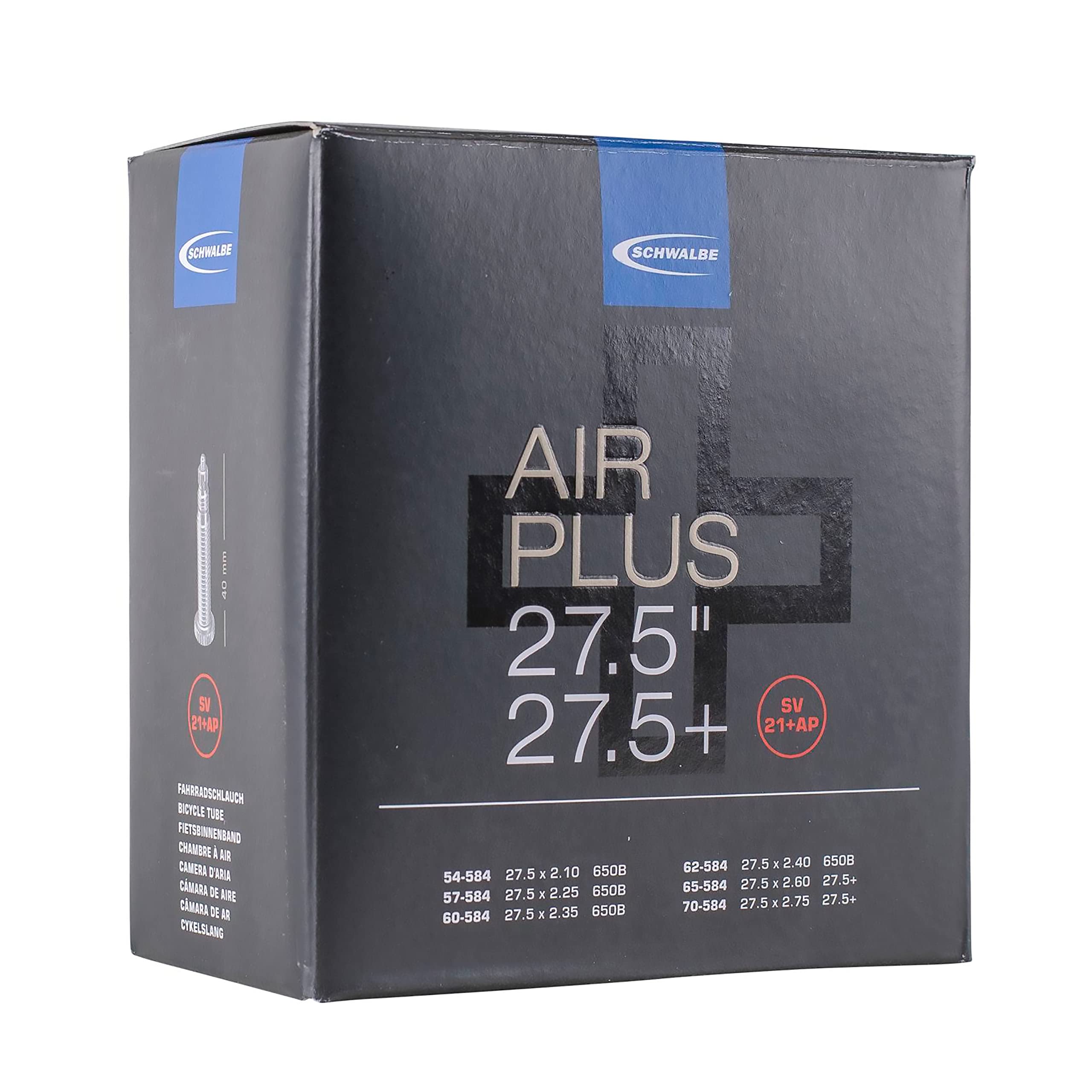 Schwalbe Unisex'S Sv21+Ap Air Plus Tubes, Black, 54/70-584