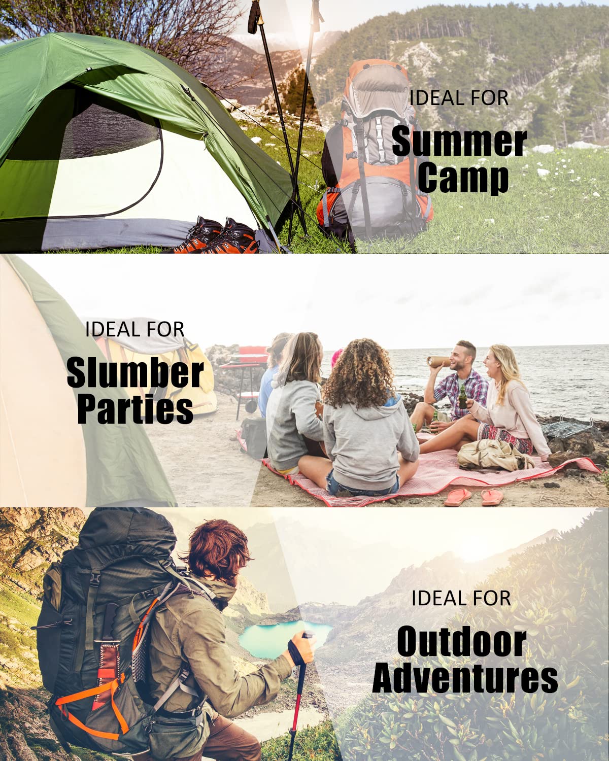 Sleeping Bags For Adults Warm Weather -Backpacking Ultralight Waterproof Sleeping Bag For Boys Girls Youth For Camping Hiking Ou