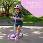 3 Wheel Scooter for Kids, Smooth Light Up LED Front Wheels, Wide Anti Slip Deck, Rear Foot Brake, Easy Lean to Steer Maneuvering