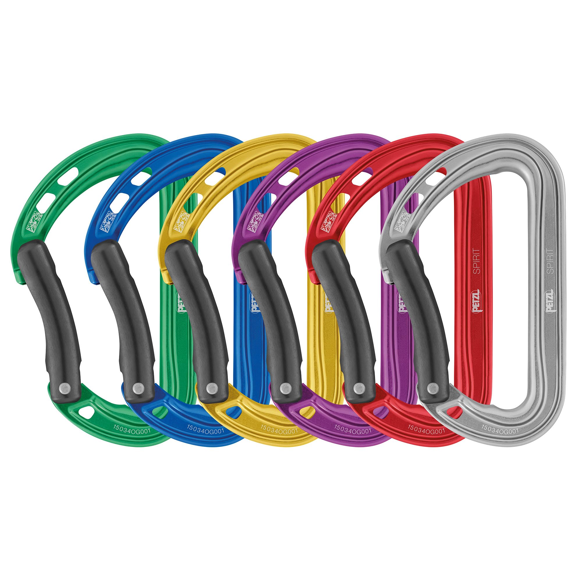 Petzl Spirit Carabiner - Durable, Lightweight Carabiner for Sport & Trad Climbing - One Color - 6-Pack (Assorted Colors)