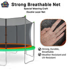 14Ft Trampoline Net Replacement With 6 Enclosure Pole Caps, Trampoline Replacement Enclosure Net Round Safty Uv-Resistant Weathe