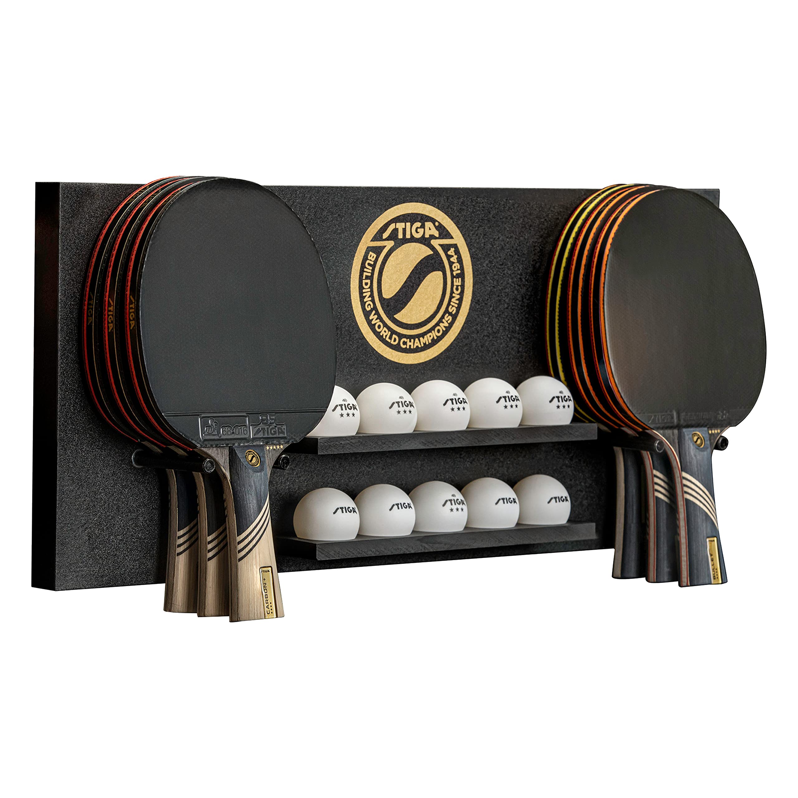 Stiga Ping Pong Storage Wall Rack | Holds Up To 10 Balls And 6 Paddles | Easy Mount For Any Flat Surface