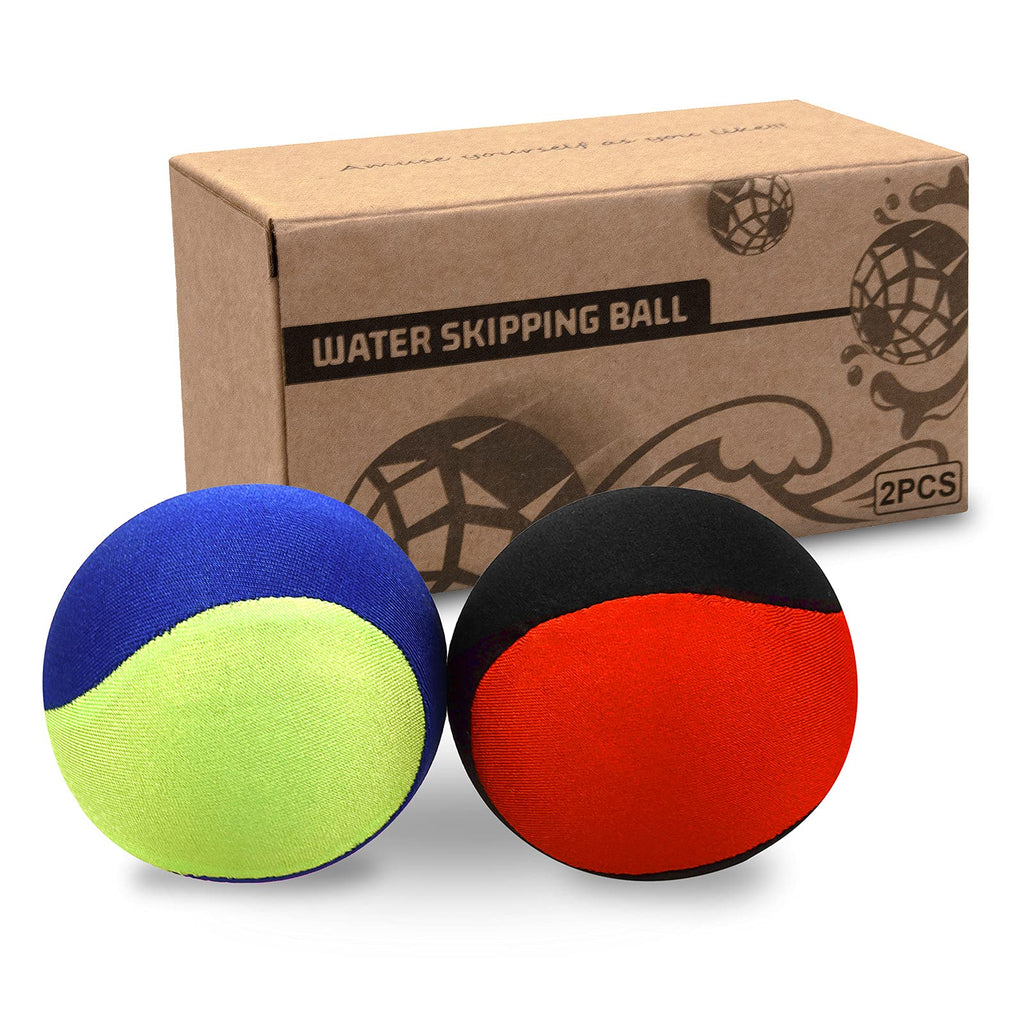 Guard Glasses Water Skipping Ball Summer Beach Ball 2-Pack Water Bouncing Balls Grip Ball For Beach Swimming Pool River Lake, Re