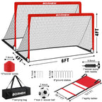 Kids Soccer Goal For Backyard Set - 2 Set Of 6X4 Ft Toddler Soccer Nets With 20Ft Agility Ladder, Soccer Ball, Pop Up Portable S