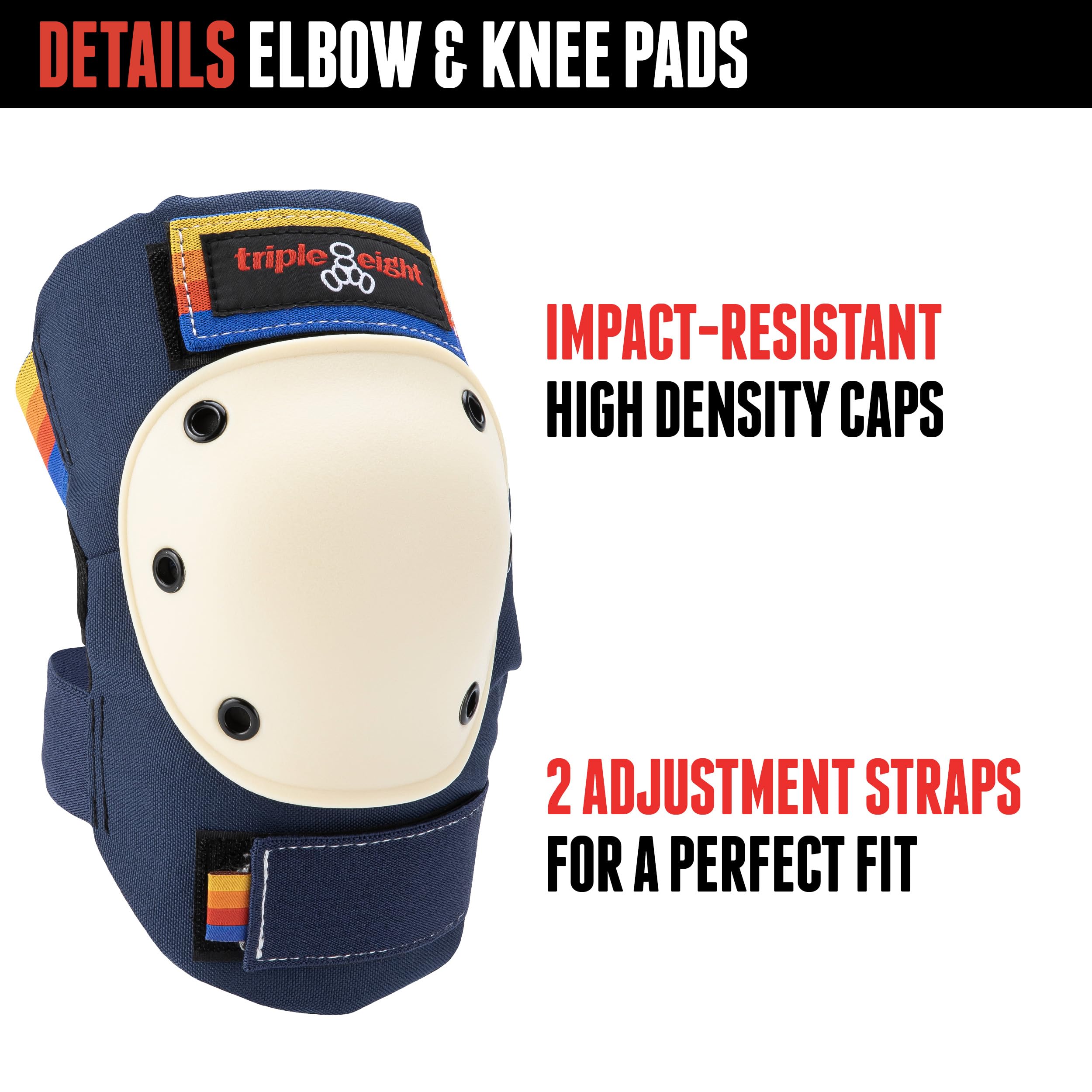 Triple Eight Saver Series 3-Pack Pad Set- Ideal for Skateboarding, in-line Skating, Roller Skating, and Biking