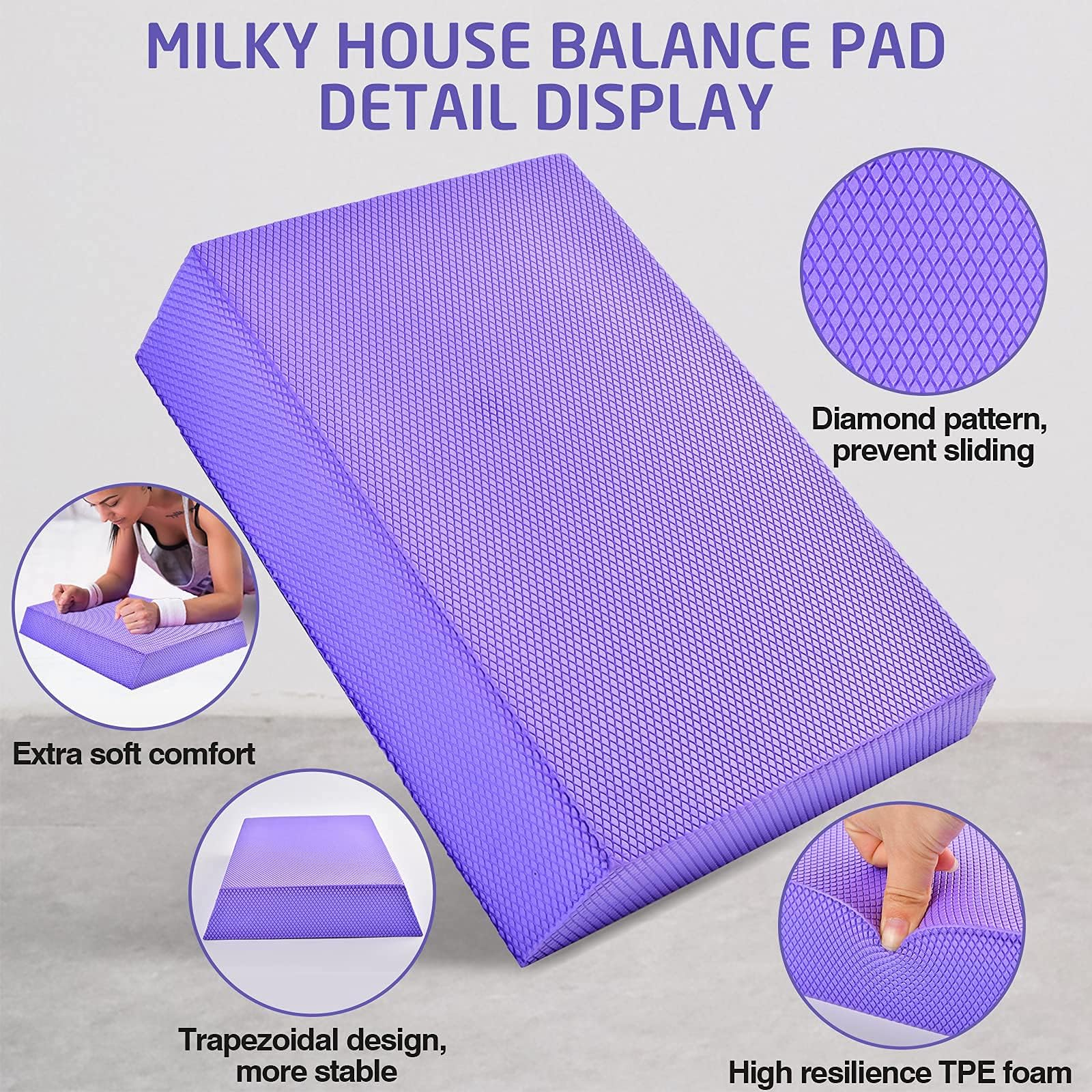 Balance Board, Foam Pad Yoga Mat, Balancing Exercises Mat, Non-Slip Knee Rocker Board Physical Therapy Cushioned Turn Boards For