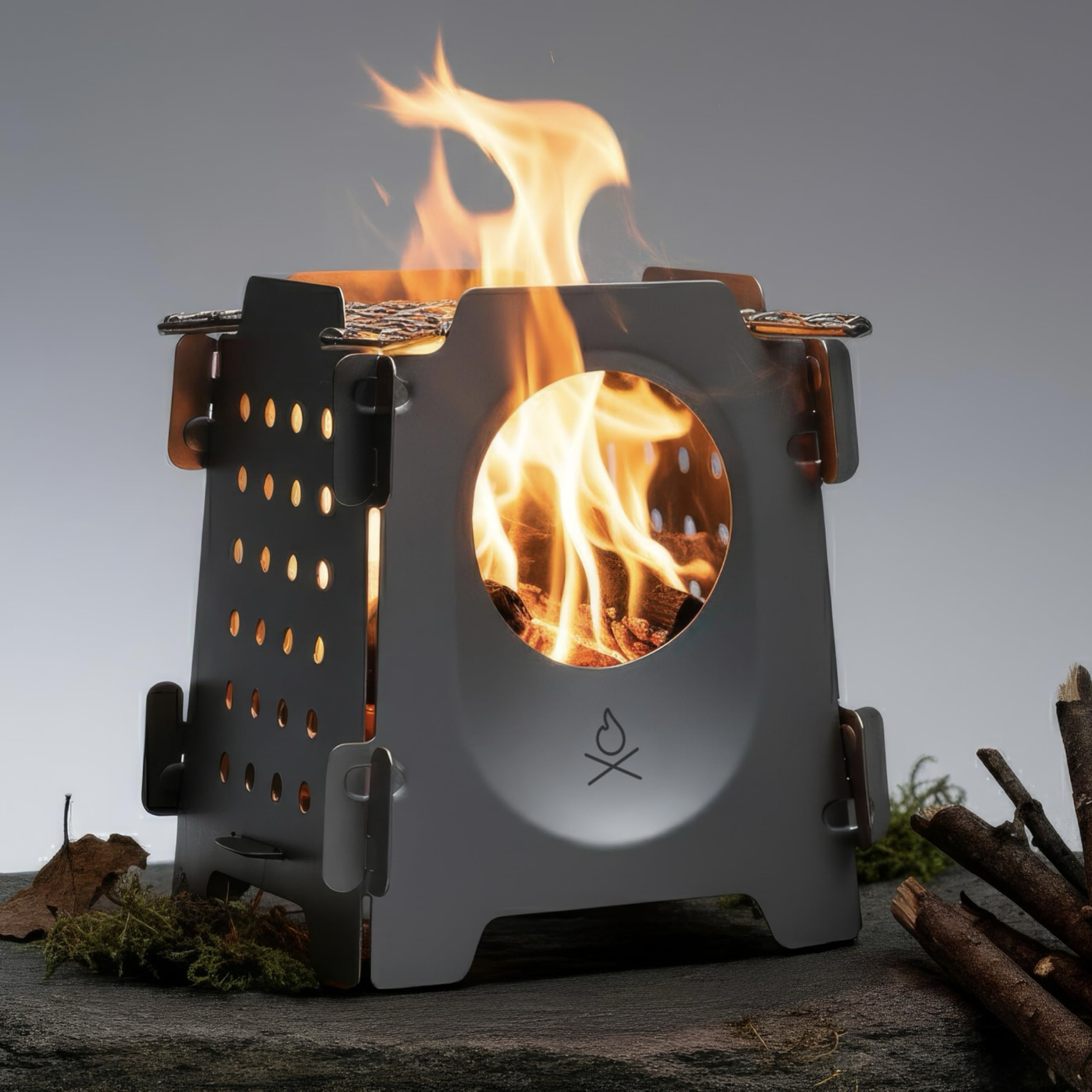 Berleben Stker Wood Burning Camp Stove - Stainless Steel Portable Wood Stove For Camping, Backpacking, & Hiking - 18Oz Folding C