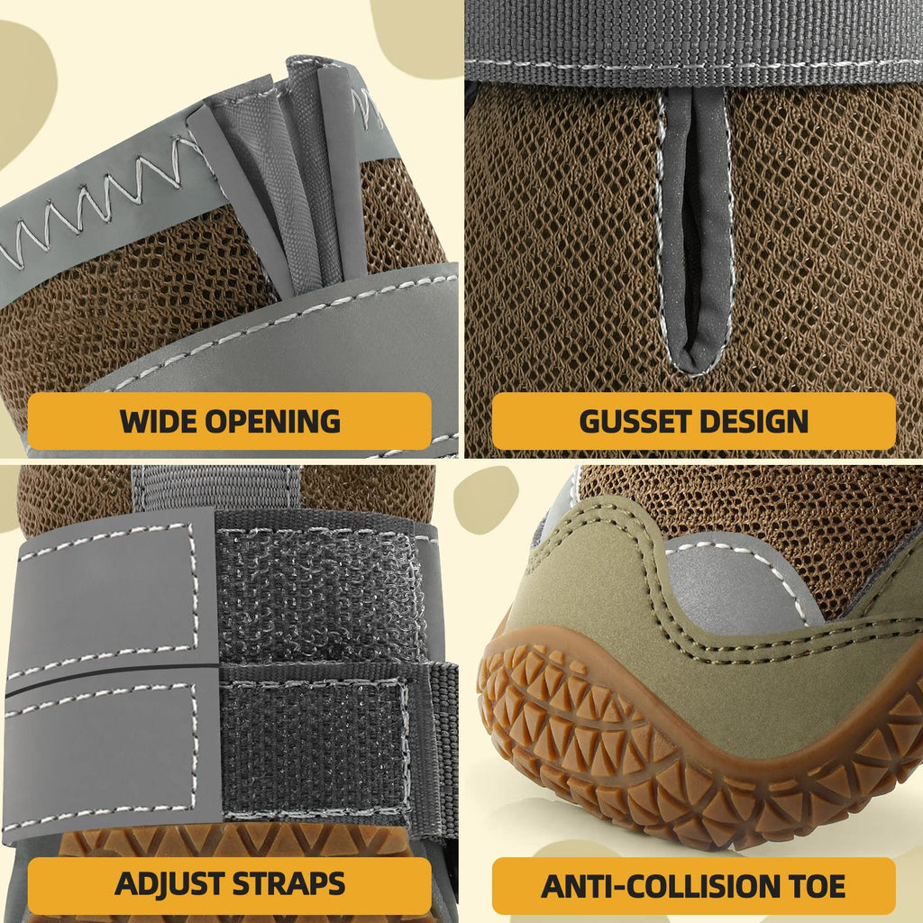 Jzxoiva Dog Shoes For Small Dogs Boots, Breathable Dog Booties For Hardwood Floors, Outdoor Paw Protector With Reflective Strips
