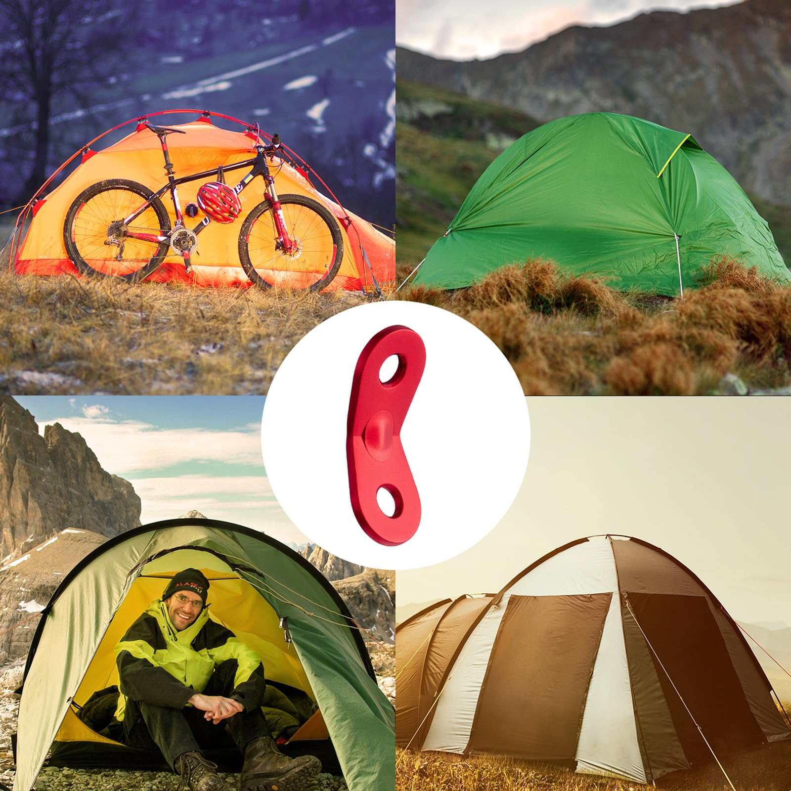Satinior 20 Pieces Aluminum Alloy Guyline Cord Adjuster Tent Tensioners Rope Adjuster Tent Rope Adjusters For Outdoor Camping Hi