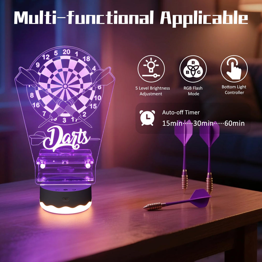 Coolgift Mart Light Up Dart Holder, 16 Colors Changing Lights Acrylic Dart Holder Stand With Remote Control, Birthday Christmas