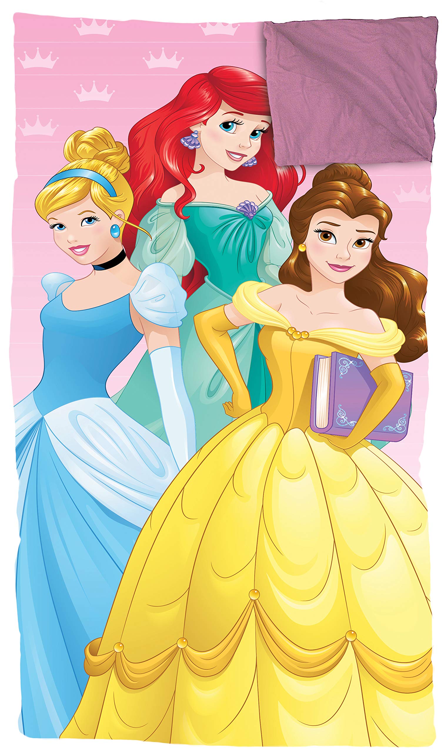 Jay Franco Disney Princess Trip Slumber Sack - Cozy & Warm Kids Lightweight Slumber Bag/Sleeping Bag - Featuring Ariel, Belle, A