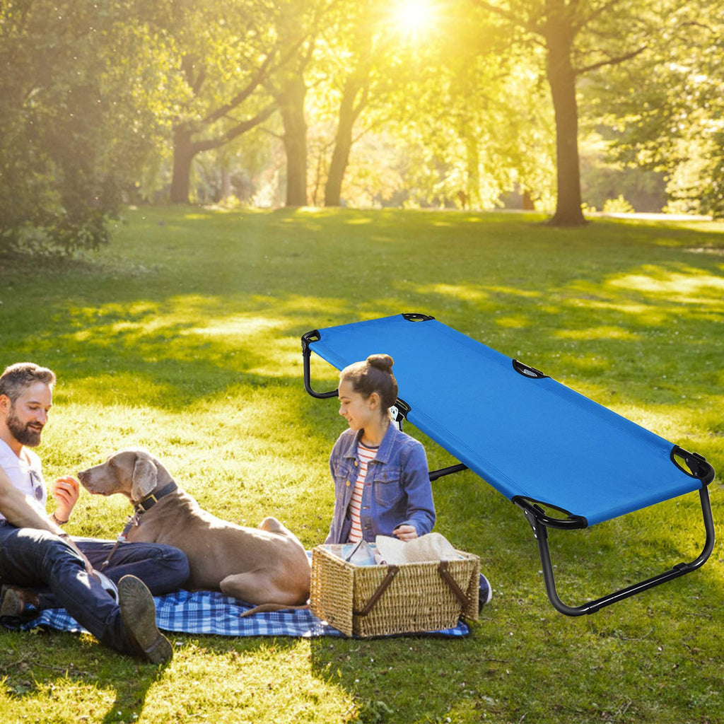 Gymax Folding Camping Cot, Portable Ultralight Compact Sleeping Cot Bed For Adults With Oxford Fabric, For Outdoor Travel Backpa