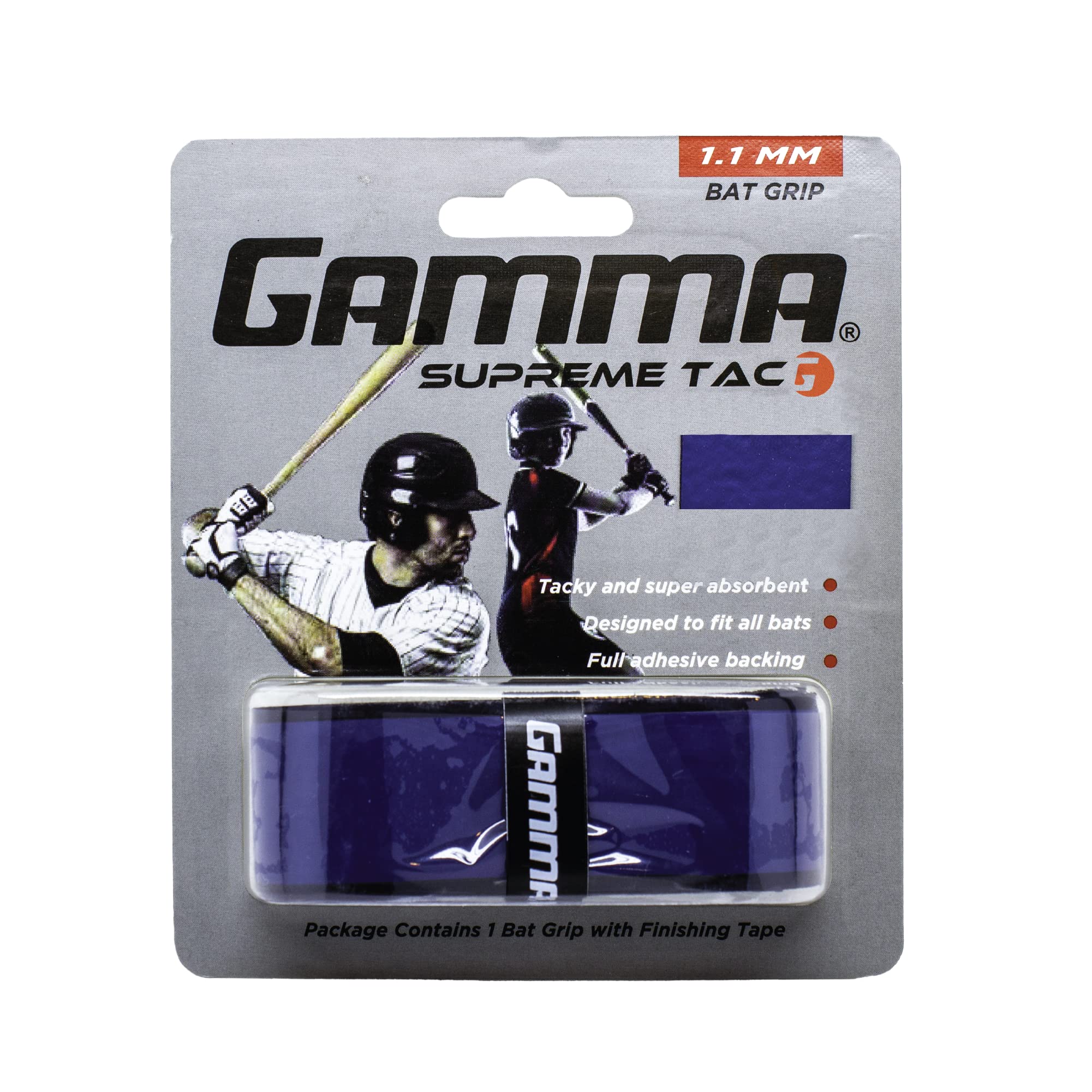 Gamma Sports Supreme Tac 1.1Mm Baseball Grip Wrap - Tacky, Absorbent, Non-Slip, Easy To Apply - Great For Any Size Handle, Alumi