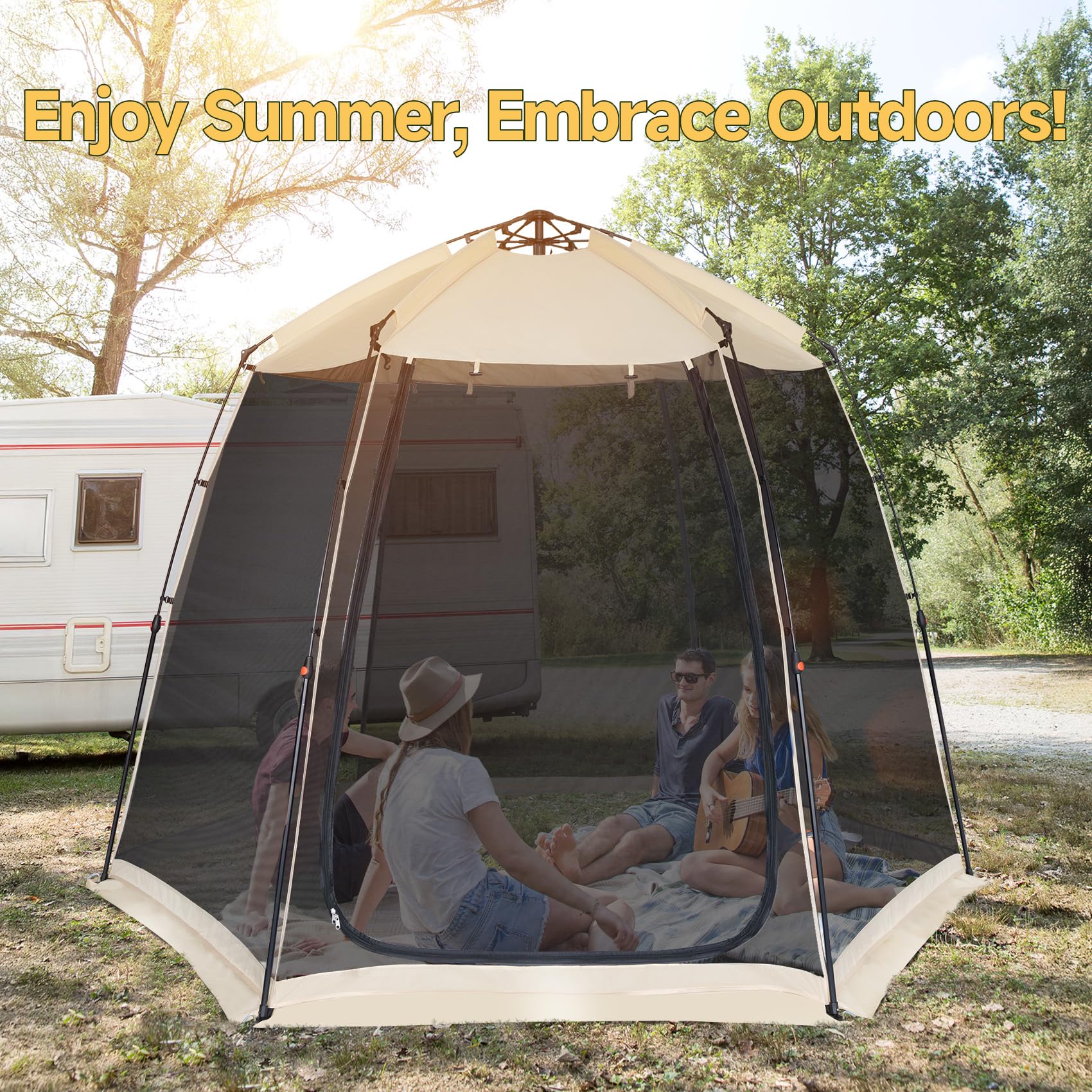 Alvantor Screen House Gazebo, 4-6 Person Pop Up Screen Tent, Instant Screen Room With Carry Bag, Outdoor Mosquito Tent Camping,