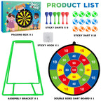 Large Dart Board For Kids With Stand, Double Sided Kids Dart Board With 12 Sticky Balls And Darts,Family Party Party Supplies Fo