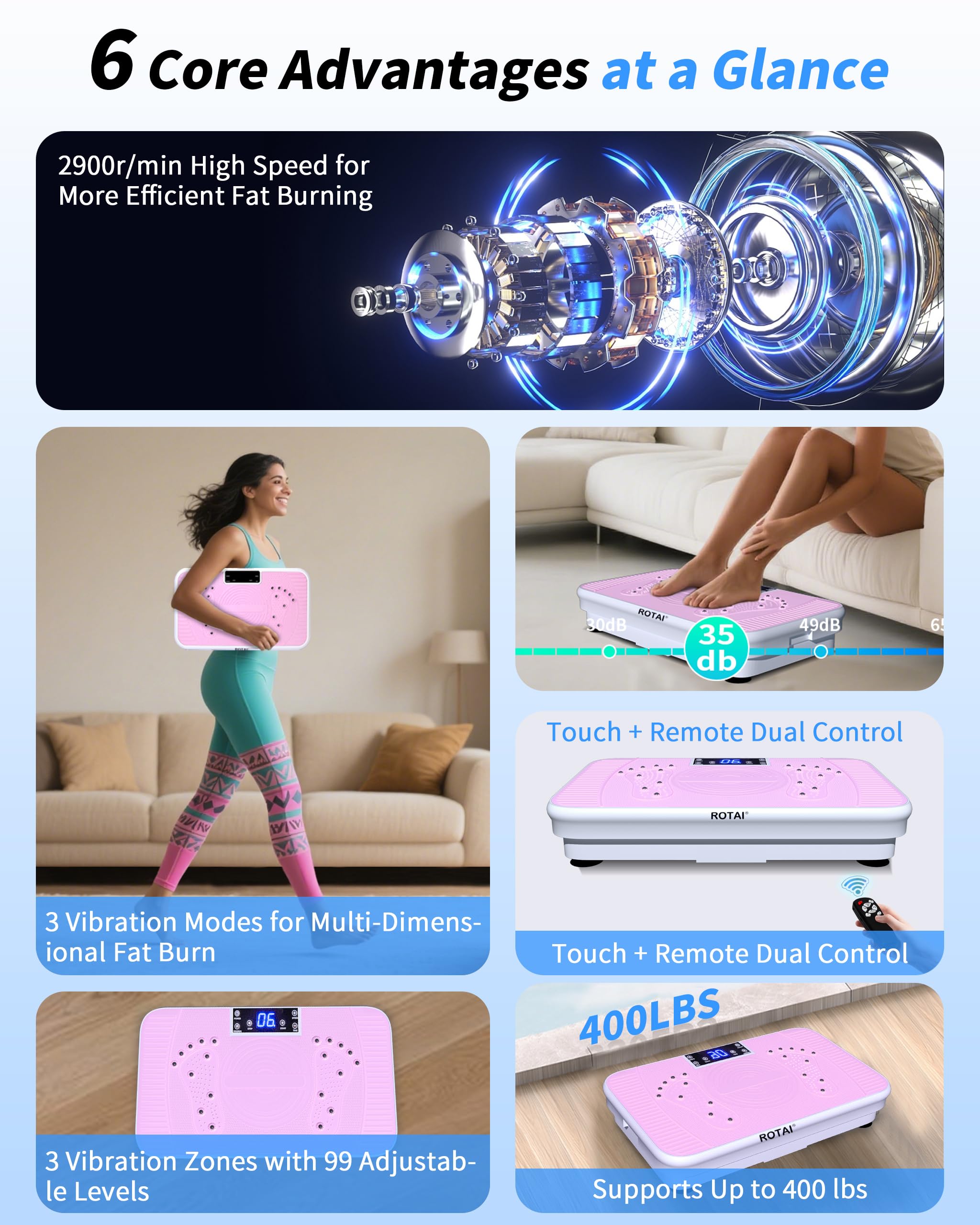 Shake Plate Vibration Exercise Machine for Lymphatic Drainage Massager & Weight Loss, 400 lbs Capacity Whole Body Vibrating Plat