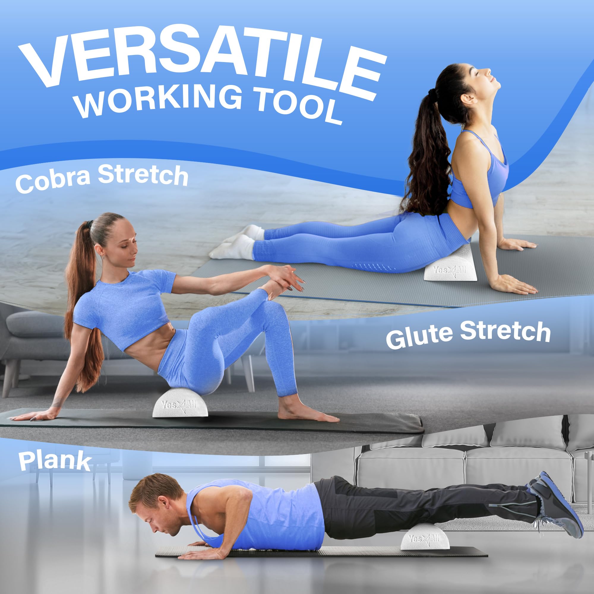 Yes4All Half Foam Rollers For Physical Therapy, Soft Density Round Pe Foam Roll For Back Massage, Yoga Exercise - 18 Inches