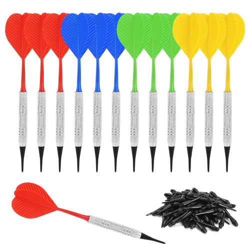 Accmor 12 Pcs Soft Tip Darts, Bar Dart, Plastic Tip Darts Set, Attach Extra 100 Black 2Ba Replacement Tips, Soft Tip Darts For E