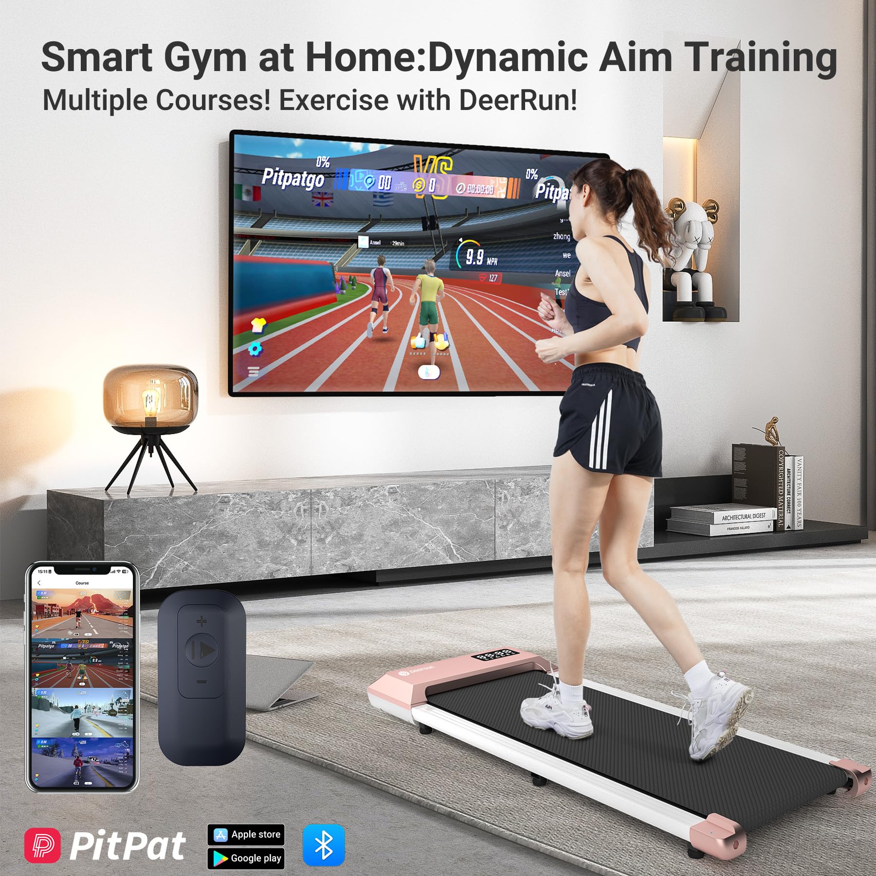 Walking Pad Treadmill - Deerrun Smart Under Desk Treadmill With Remote Control, 2 In 1 Portable Treadmills For Small Spaces, Ult
