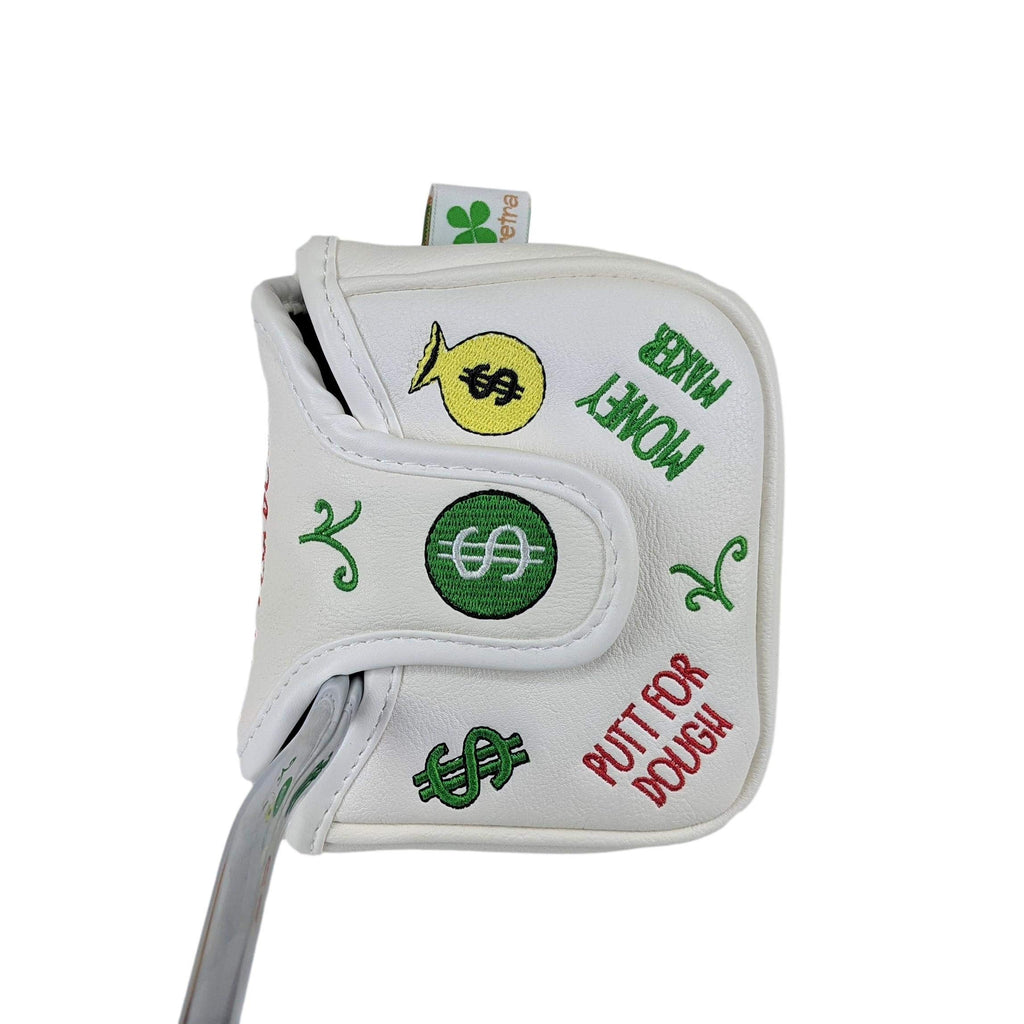 Foretra - Putt For Dough - Money Maker White Golf Putter Headcover Quality Pu Leather Magnetic Closure For Square Mallet Style P