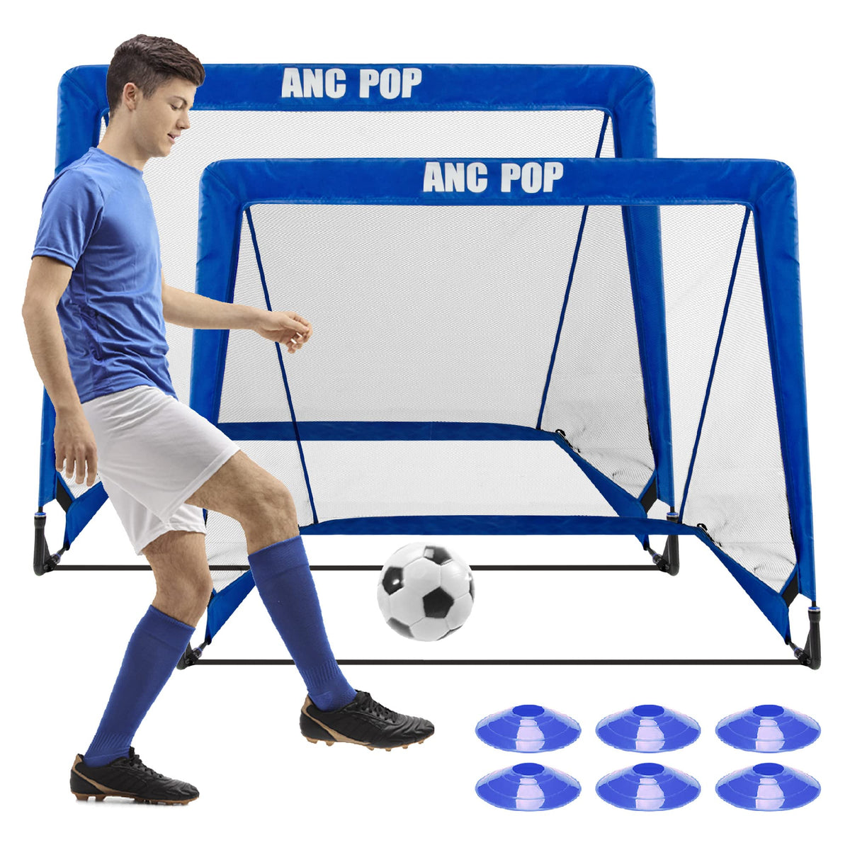 Portable Pop Up Soccer Goal for Kids Trainning and Family Game Foldable Soccer Net for Backyard with Carrying Case (2.5FT, Red)