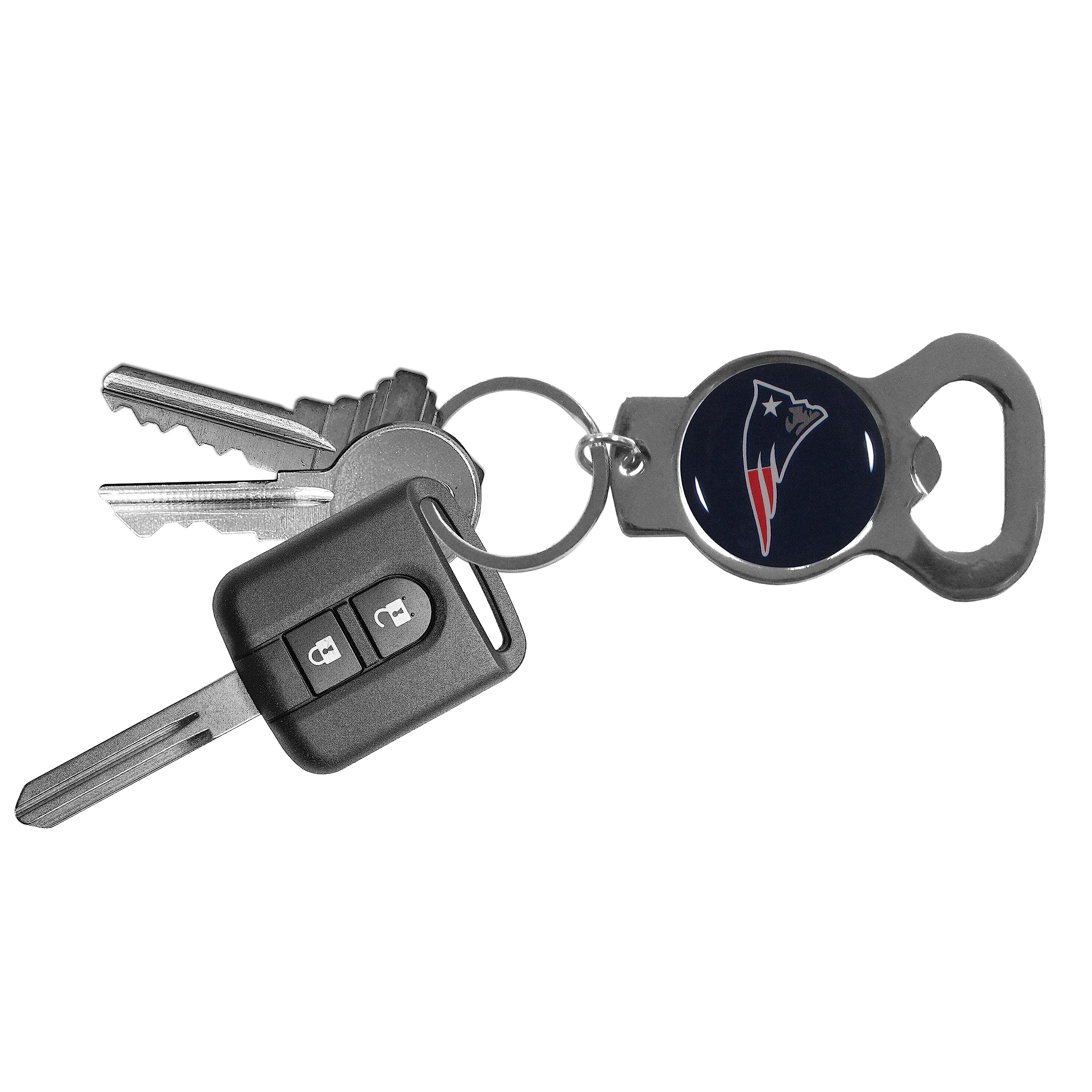 Nfl Siskiyou Sports Fan Shop New England Patriots Bottle Opener Key Chain One Size Team Color , Black