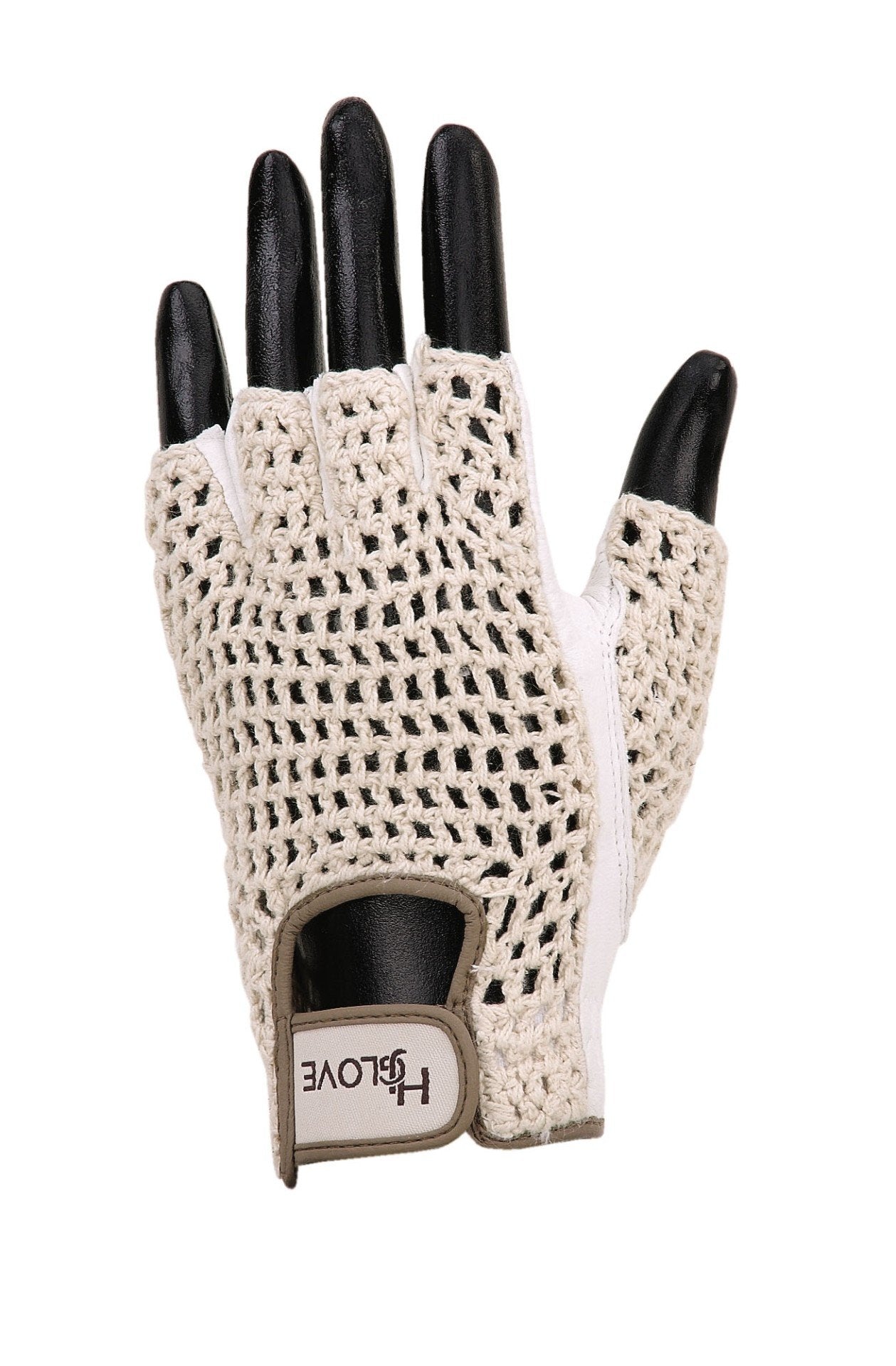 Hj Glove Women'S Snow White Original Half Finger Golf Glove, Large, Left Hand