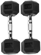 Signature Fitness Rubber Encased Hex Dumbbell, 10Lb Pair
