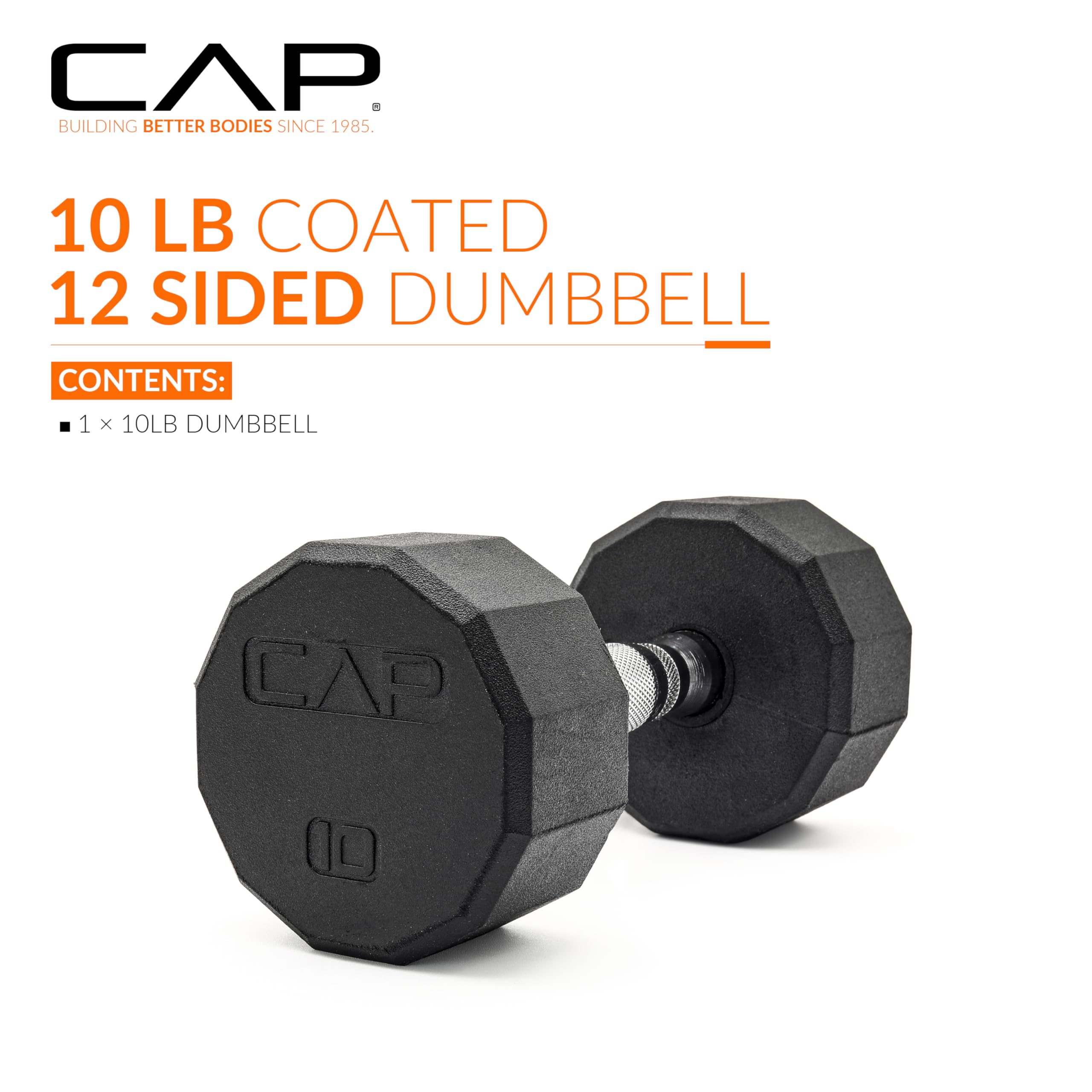 Cap Barbell 12-Sided Coated Dumbbell, 10 Lb