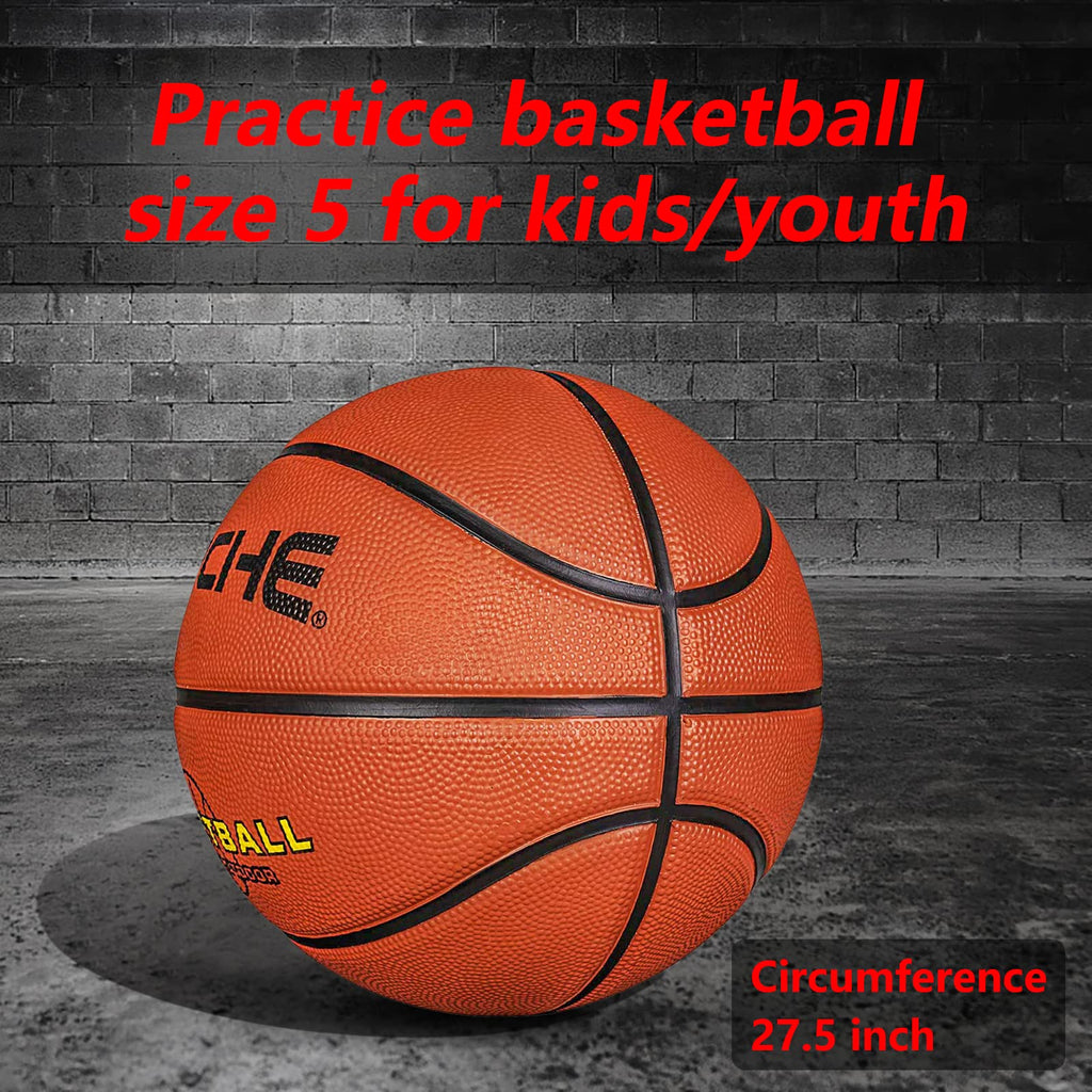Wisdom Leaves Kids Youth Basketball Size 5 (27.5'') Rubber Indoor Outdoor Basketball For Child Boy Girls Teen Park Backyard Pool