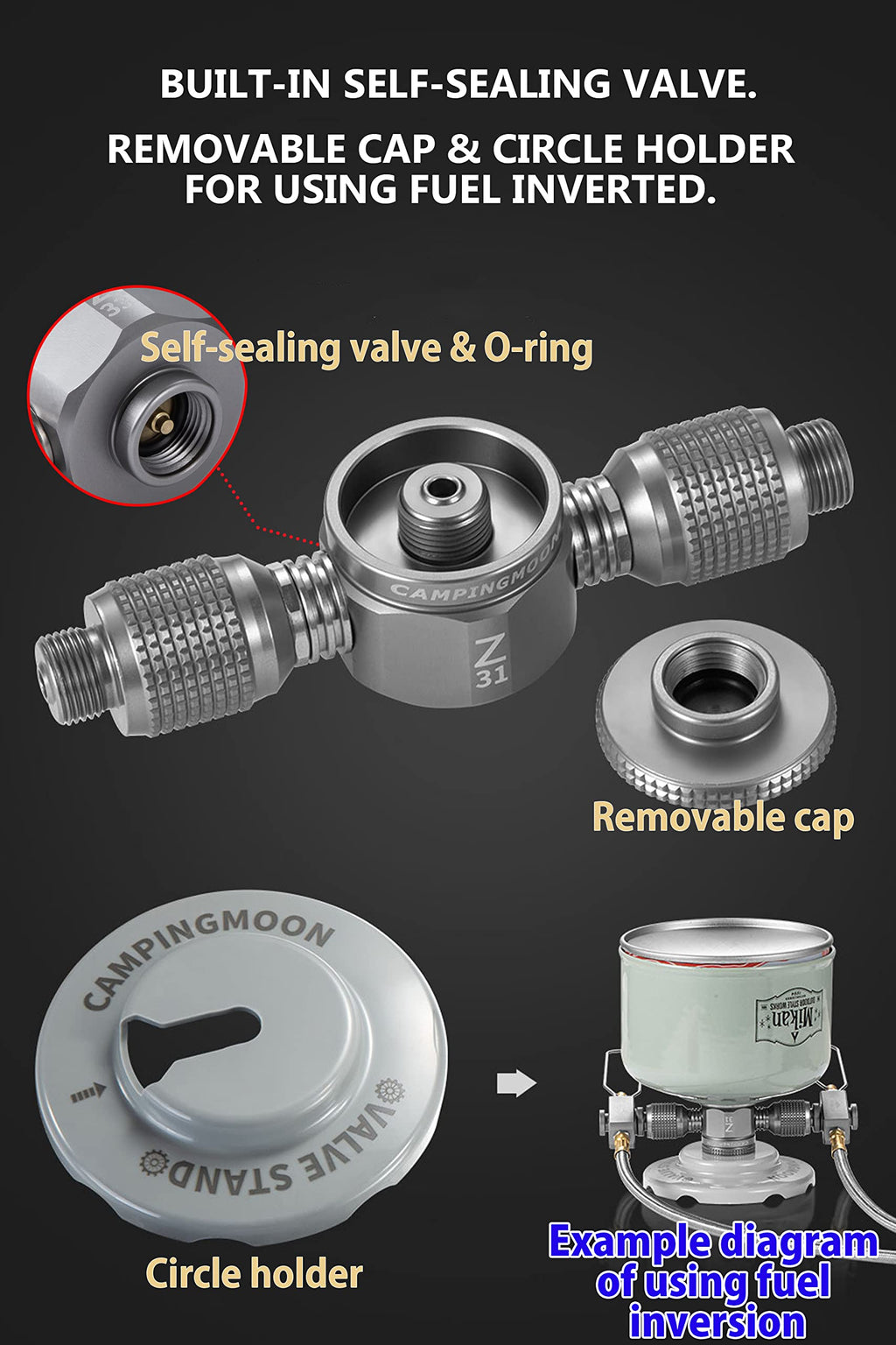 Campingmoon 3 Outlet Camping Stove Adapter For En417 Lindal Valve Canister Device Z31