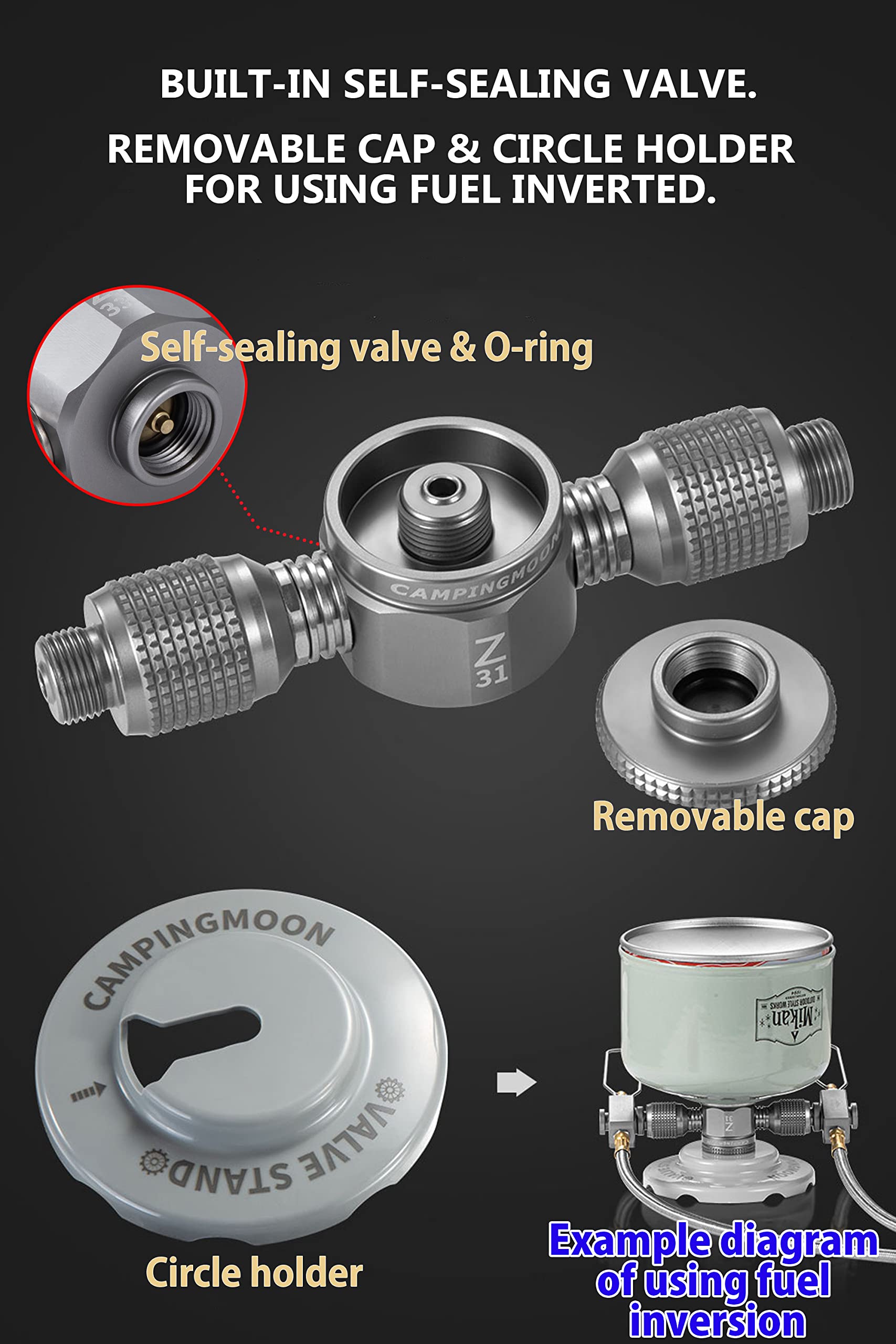 Campingmoon 3 Outlet Camping Stove Adapter For En417 Lindal Valve Canister Device Z31
