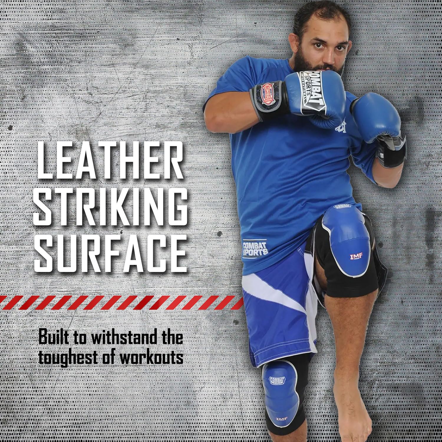 Combat Sports MMA Advanced IMF Tech Knee Pads - Injected Molded Foam, Leather Striking Surface, Neoprene Sleeve Support (Regular