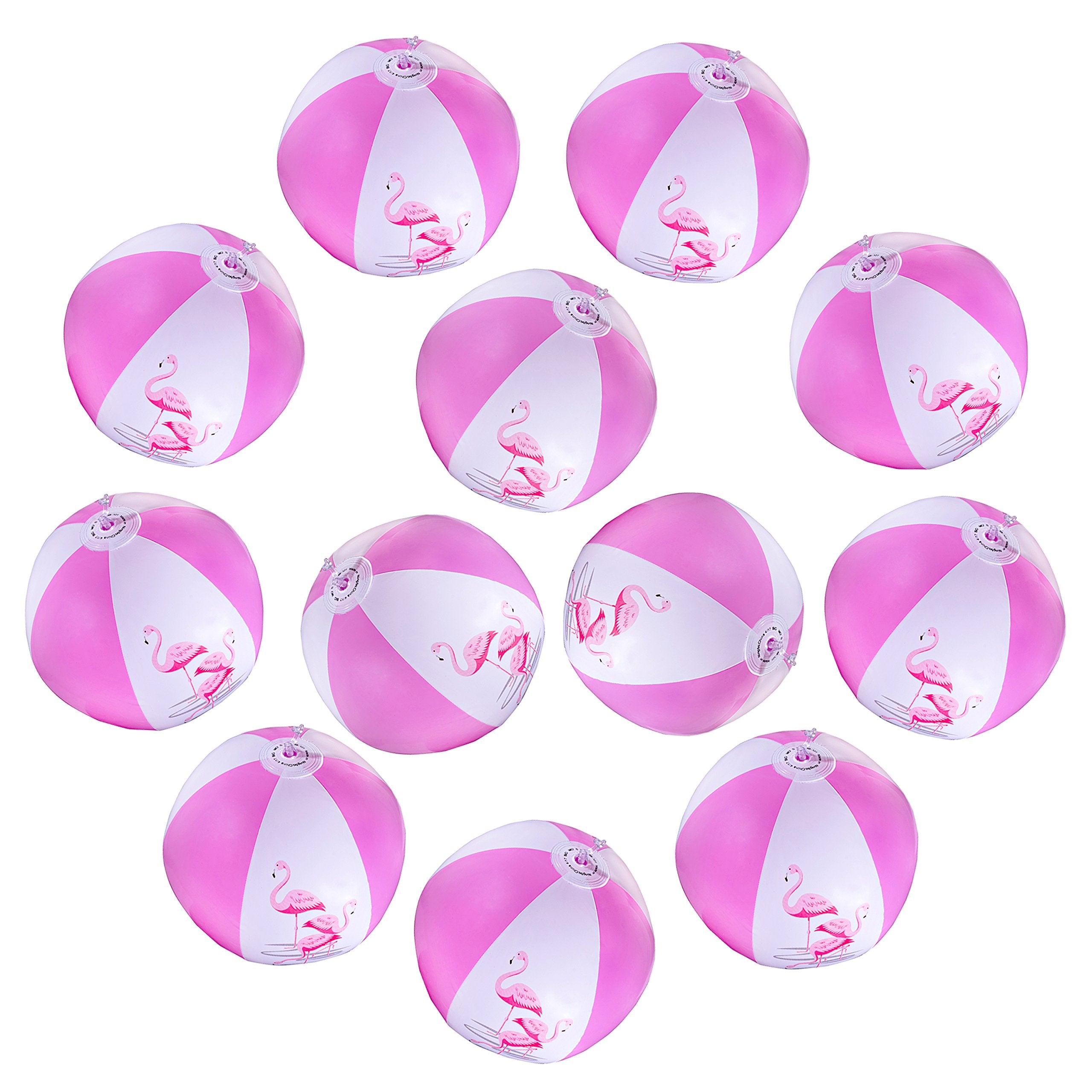 Big Mos Toys 12 Pink Flamingo Party Pack Inflatable Beach Balls For swimming, Beach Pool Pink/Flamingo Themed Party Toys (12 Pa